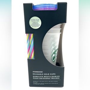 NWT 5 Reusable Starbucks Cold Cups 24oz Color Changing